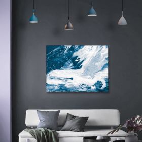 Framed Canvas Wall Art Decor Abstract Style Painting, Blue and White Fluid Painting Decoration For Office Living Room, Bedroom Decor-Ready To Hang - a