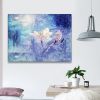 Framed Canvas Wall Art Decor Abstract Style Painting, Impressionism Lotus Painting Decoration For Office Living Room, Bedroom Decor-Ready To Hang - as