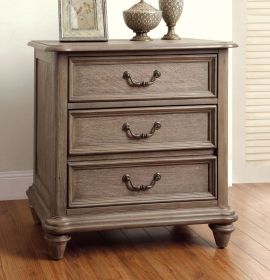 Rustic Natural Tone Finish Solid wood 1pc Nightstand Brass Hanging Pull Ball Bearing Metal Glides Bedroom Bedside Table - as Pic