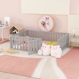 Full Size Wood Daybed Frame with Fence, Gray(OLD SKU:WF289662AAE) - as Pic