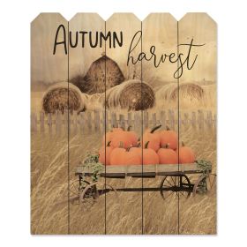 "Autumn Harvest" By Artisan Lori Deiter Printed on Wooden Pumpkin Wall Art - as Pic