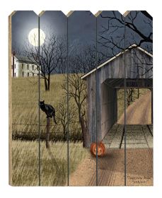 "Sleepy Hollow Bridge" By Artisan Billy Jacobs, Printed on Wooden Picket Fence Wall Art - as Pic