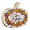 "Give Thanks" By Artisan Linda Spivey Printed on Wooden Pumpkin Wall Art - as Pic