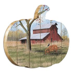 "Summer's End" By Artisan Billy Jacobs Printed on Wooden Pumpkin Wall Art - as Pic