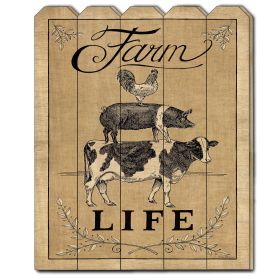 "Farm Life" by Deb Strain, Printed Wall Art on a Wood Picket Fence - as Pic