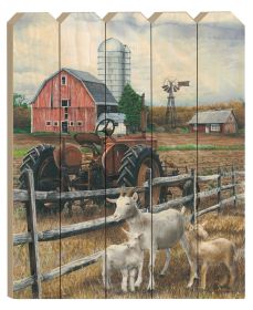 "The Old Tractor" By Artisan Ed Wargo, Printed on Wooden Picket Fence Wall Art - as Pic