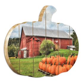 "Pumpkins for Sale" By Artisan Lori Deiter Printed on Wooden Pumpkin Wall Art - as Pic