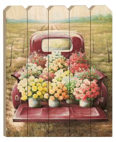 "Flowers For Sale" By Artisan Dee Dee, Printed on Wooden Picket Fence Wall Art - as Pic