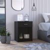 Merimac 1-Drawer 1-Shelf Nightstand Black Wengue - as Pic