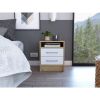 Rowley 2-Drawer 1-Shelf Rectangle Nightstand White and Light Oak - as Pic