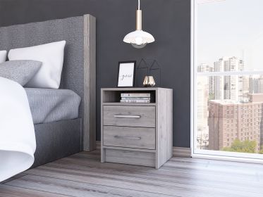 Rowley 2-Drawer 1-Shelf Rectangle Nightstand Light Grey - as Pic