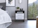 Rowley 2-Drawer 1-Shelf Rectangle Nightstand Smokey Oak and White - as Pic