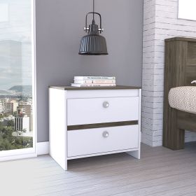 Marion 2-Drawer Nightstand White and Dark Brown - as Pic