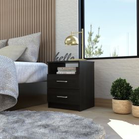 Brookeline 2-Drawer 1-Shelf Rectangle Nightstand Black Wengue - as Pic