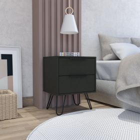 Mansfield 2-Drawer Rectangle Nightstand Black Wengue - as Pic