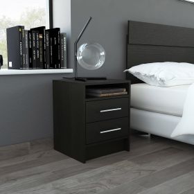 Rowley 2-Drawer 1-Shelf Rectangle Nightstand Black Wengue - as Pic