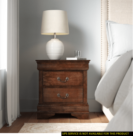 Classic Louis Philippe Style Brown Cherry Finish 1pc Nightstand of 2x Drawers Traditional Design Bedroom Furniture - as Pic