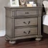 1pc Nightstand Only Traditional Gray Solid wood 3-Drawers Ball Bearing Metal Glides Antique Brass Handles w/ Acrylic Accent Bedroom Furniture - as Pic