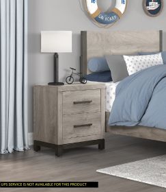 Attractive Gray Finish 1pc Nightstand of 2x Drawers Metal Bar Hardware Premium Melamine Board Wooden Bedroom Furniture - as Pic