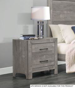 Rustic Style Gray Finish 1pc Nightstand of 2x Drawers Transitional Design Bedroom Furniture - as Pic