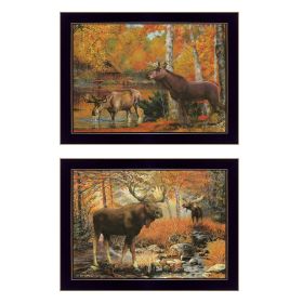 "Call of the Wild" 2-Piece Vignette By Ed Wargo, Ready to Hang Framed Print, Black Frame - as Pic