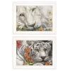 "Tiger Lily Dandy Lion" 2-Piece Vignette By Ed Wargo, Ready to Hang Framed Print, White Frame - as Pic