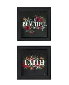 "Cherish and Have Faith" 2-Piece Vignette by House Fenway, Ready to Hang Framed Print, Black Frame - as Pic