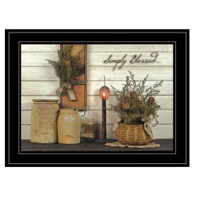 Trendy Decor 4U "Simply Blessed" Framed Wall Art, Modern Home Decor Framed Print for Living Room, Bedroom & Farmhouse Wall Decoration by Susan Boyer -