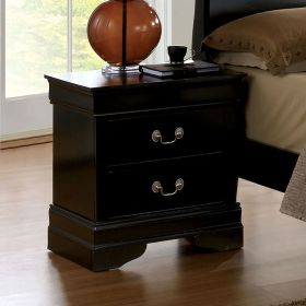 1pc Nightstand Black Louis Philippe Solid wood English Dovetail Construction Antique Nickle Hanging Pulls - as Pic