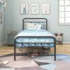 Metal Platform Bed Frame with Headboard No Box Spring Needed Twin BLACK - as Pic