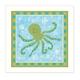 "Beetle and Bob Baby Squid" By Annie LaPoint, Printed Wall Art, Ready To Hang Framed Poster, White Frame - as Pic