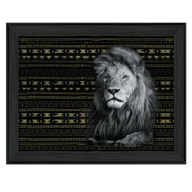 "Patterned Lion" By Dee Dee, Printed Wall Art, Ready To Hang Framed Poster, Black Frame - as Pic
