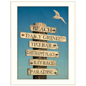 "Beach Directional" by Graffitee Studios, Ready to Hang Framed Print, White Frame - as Pic