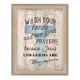 "Wash your Hands" By Debbie DeWitt, Printed Wall Art, Ready To Hang Framed Poster, Beige Frame - as Pic