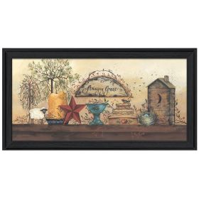 "Amazing Grace Shelf" By Gail Eads, Printed Wall Art, Ready To Hang Framed Poster, Black Frame - as Pic