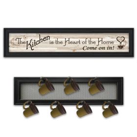 "The Kitchen Vignette" 2-Piece Vignette with 7-Peg Mug Rack by Millwork Engineering, Black Frame - as Pic
