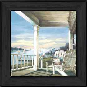 "Waiting on Sunset" By John Rossini, Printed Wall Art, Ready To Hang Framed Poster, Black Frame - as Pic