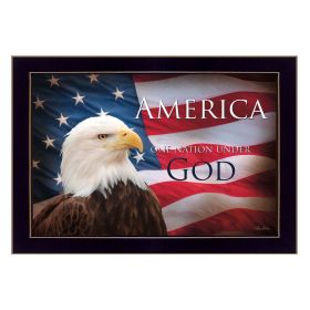 "One Nation Under God - Flag" By Lori Deiter, Printed Wall Art, Ready To Hang Framed Poster, Black Frame - as Pic