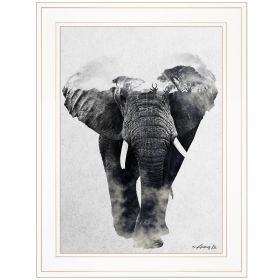 "Elephant Walk" by Andreas Lie, Ready to Hang Framed Print, White Frame - as Pic