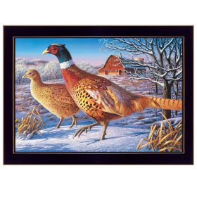 "Frosty Morning Ringnecks" by Kim Norlien, Ready to Hang Framed Print, Black Frame - as Pic