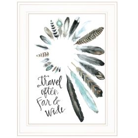 "Travel Often Far and Wide" by Masey St, Ready to Hang Framed print, White Frame - as Pic