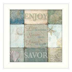 "Live in the Sunshine" By Dee Dee, Printed Wall Art, Ready To Hang Framed Poster, White Frame - as Pic