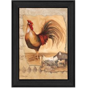 "Rooster Montage II" By Dee Dee, Printed Wall Art, Ready To Hang Framed Poster, Black Frame - as Pic