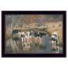 "Fall Reflections (Holsteins in River)" by Bonnie Mohr, Ready to Hang Framed Print, Black Frame - as Pic