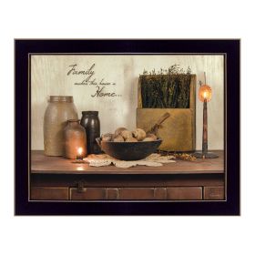 "Family Makes a House a Home" By Susan Boyer, Printed Wall Art, Ready To Hang Framed Poster, Black Frame - as Pic