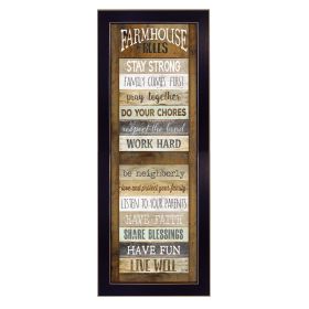 "Farmhouse Rules" By Marla Rae, Printed Wall Art, Ready To Hang Framed Poster, Black Frame - as Pic