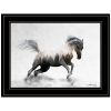 "Running White Stallion" by Andreas Lie, Ready to Hang Framed Print, Black Frame - as Pic
