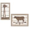 "Country Bath Shelf Collection" 2-Piece Vignette By Annie LaPoint, Printed Wall Art, Ready To Hang Framed Poster, Beige Frame - as Pic