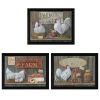 "Farmers Market Collection" 3-Piece Vignette By Pam Britton, Printed Wall Art, Ready To Hang Framed Poster, Black Frame - as Pic