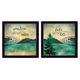"The Lake is Calling Collection" 2-Piece Vignette By Marla Rae, Printed Wall Art, Ready To Hang Framed Poster, Black Frame - as Pic